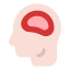 Side view of human head with red sharp edge shape